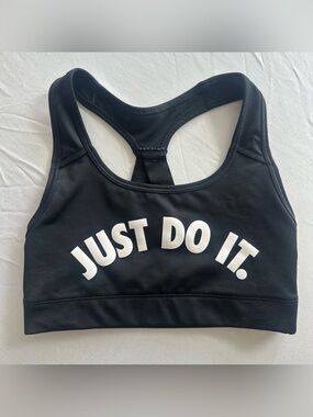 Nike “Just Do It.” Dri-FIT Sports Bra | Black & White | XS